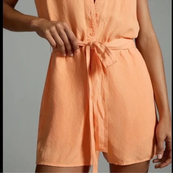 Anthro Cloth and Stone NWT sleeveless button down romper, Sz Med linen/rayon - Picture 3 of 11